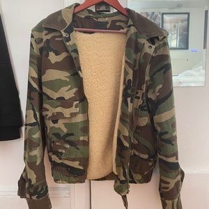 Saint Laurent Camo Shearling Bomber